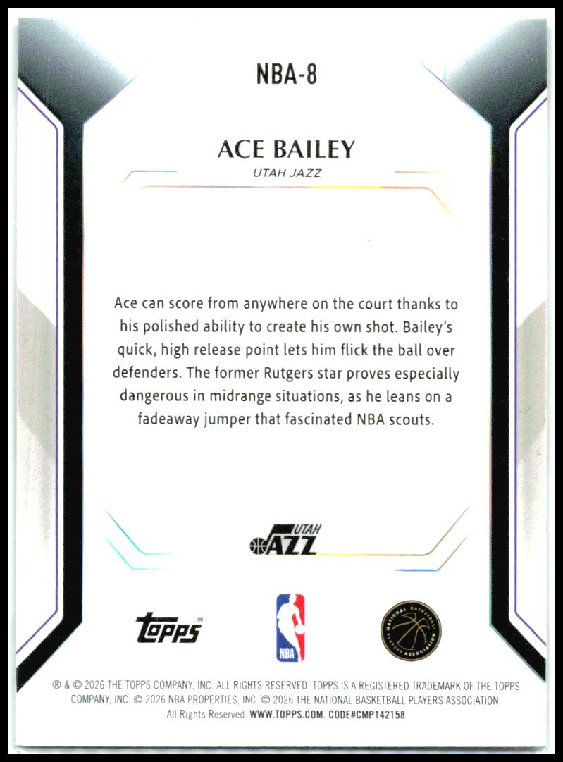 2025-26 Topps Topps Collector Kit #NBA-8 Ace Bailey Utah Jazz