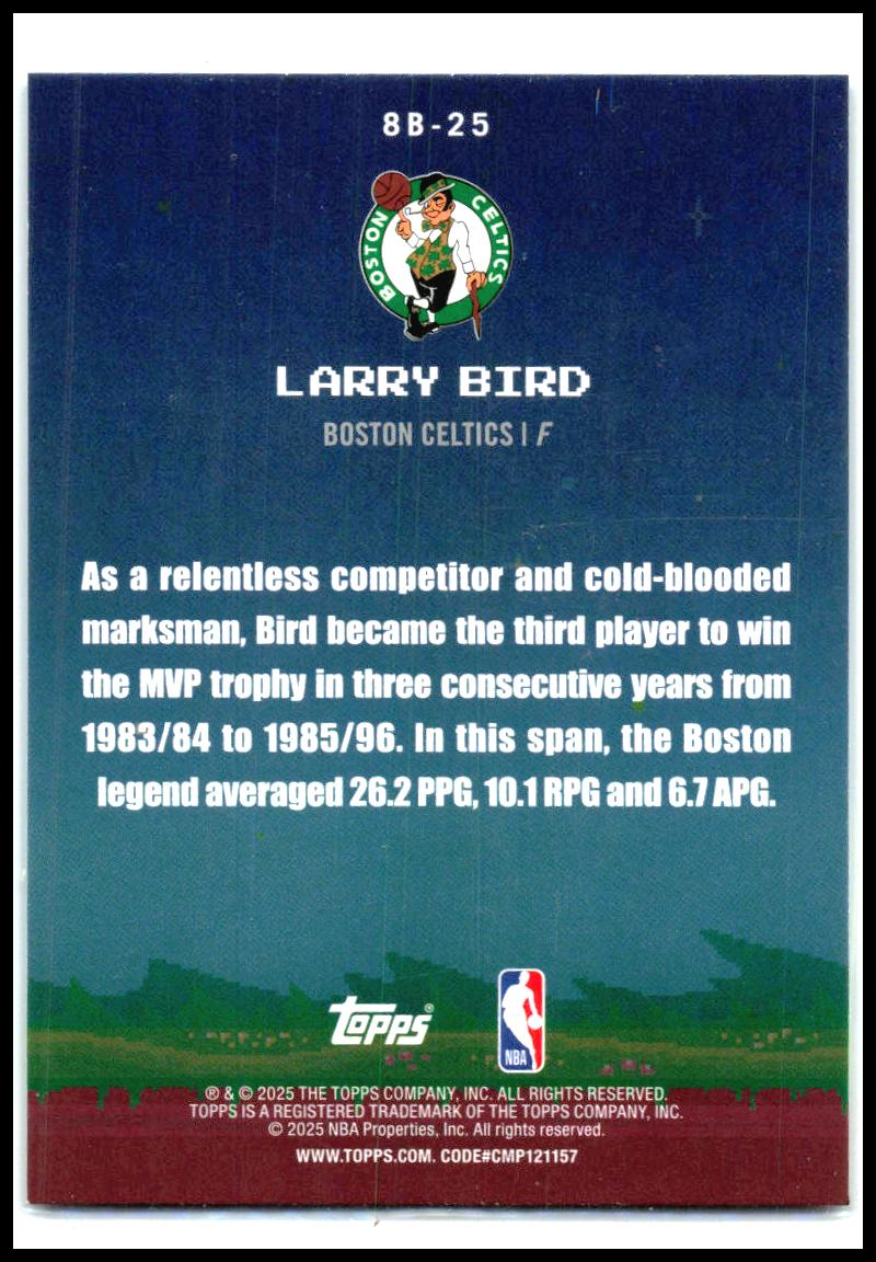 2025-26 Topps 8-Bit Ballers Holo Foil #8B-25 Larry Bird Boston Celtics