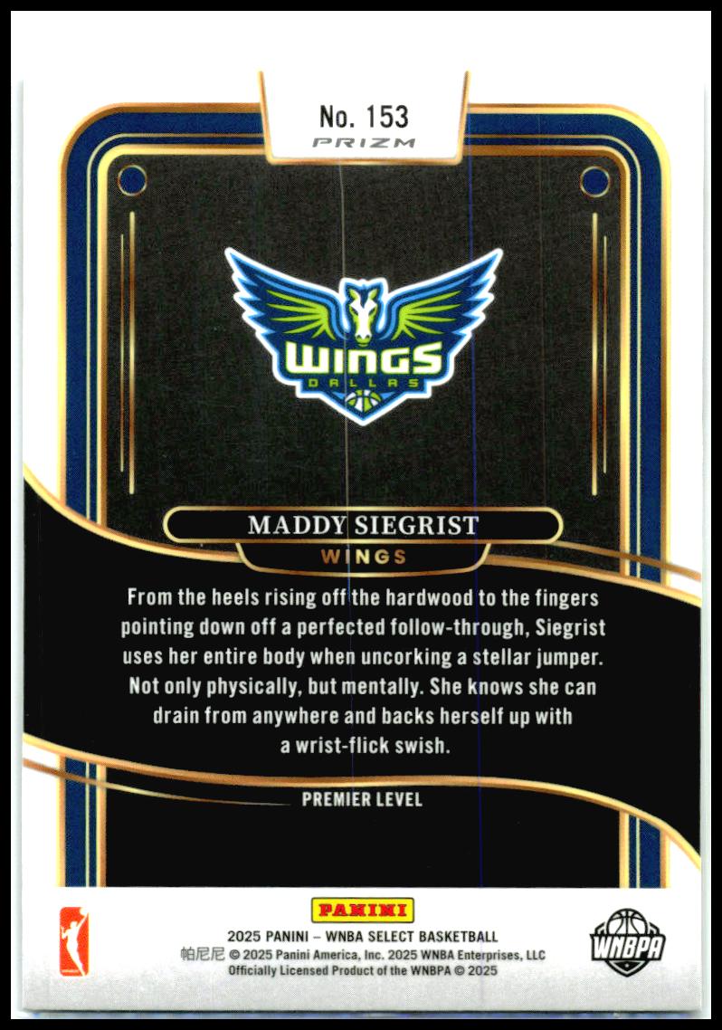 2025 Panini Select WNBA Silver Prizms #153 Maddy Siegrist Dallas Wings