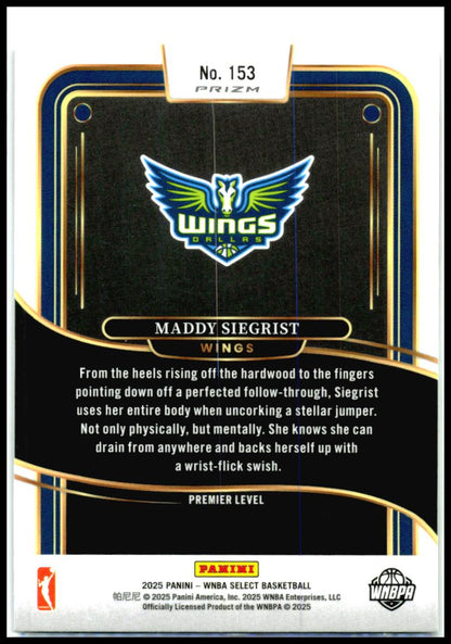 2025 Panini Select WNBA Silver Prizms #153 Maddy Siegrist Dallas Wings