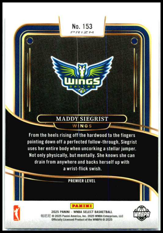 2025 Panini Select WNBA Silver Prizms #153 Maddy Siegrist Dallas Wings