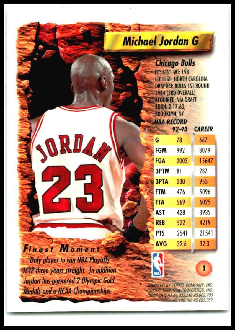 1993-94 Finest #1 Michael Jordan Chicago Bulls