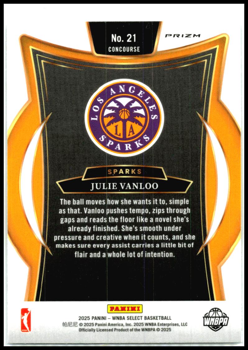 2025 Panini Select WNBA Silver Prizms #21 Julie Vanloo Los Angeles Sparks