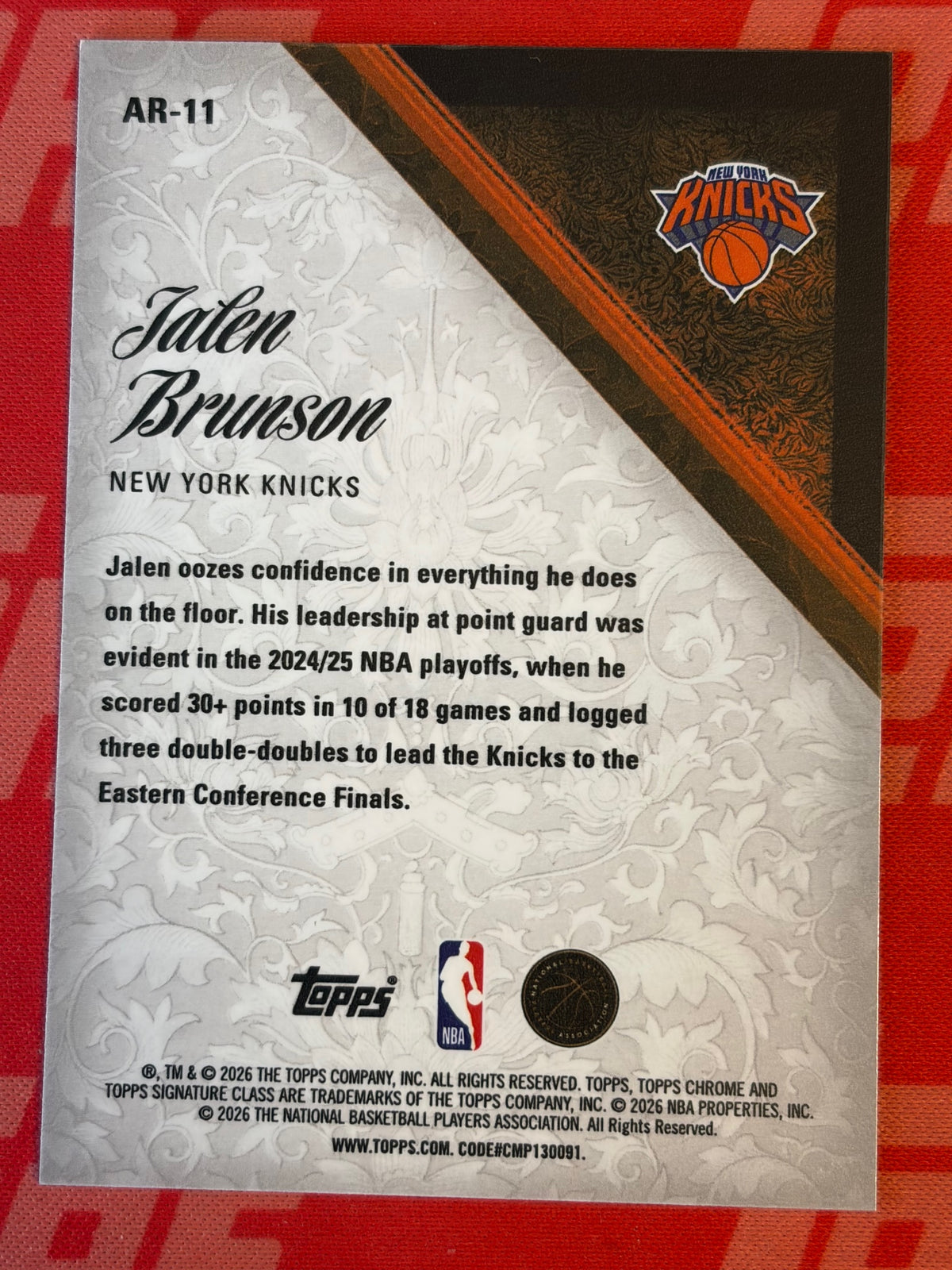 2025-26 Topps Signature Class Aristocrats #AR-11 Jalen Brunson New York Knicks
