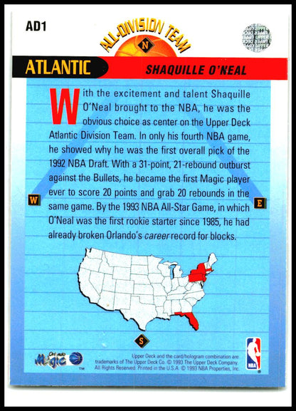 1992-93 Upper Deck #AD1 Shaquille O'Neal Orlando Magic