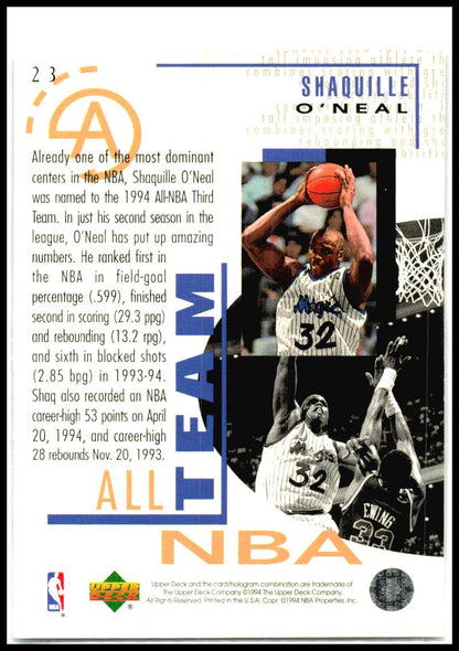 1994-95 Upper Deck #23 Shaquille O'Neal Orlando Magic