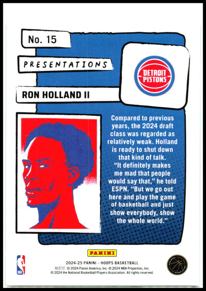 2024-25 Hoops Presentations #15 Ron Holland II Detroit Pistons