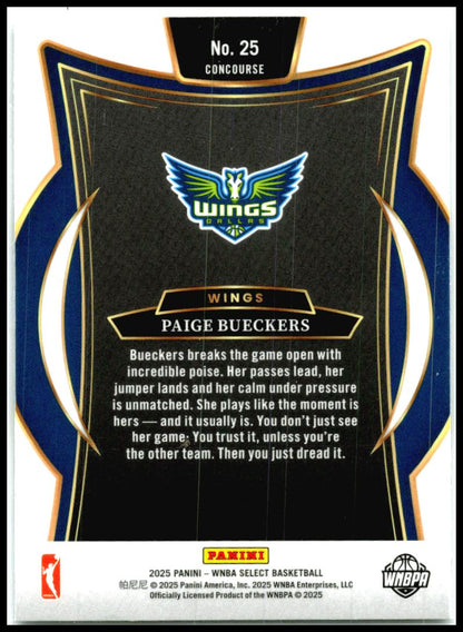 2025 Panini Select WNBA #25 Paige Bueckers RC Dallas Wings