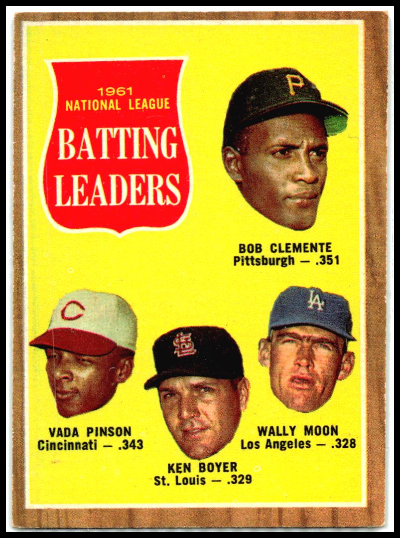 1962 Topps #52 1961 National League Batting Leaders Clemente
