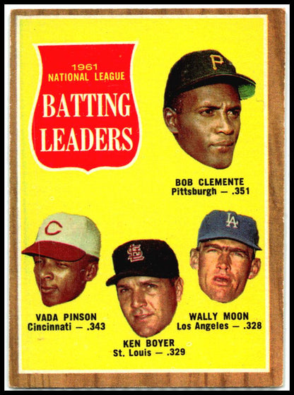 1962 Topps #52 1961 National League Batting Leaders Clemente