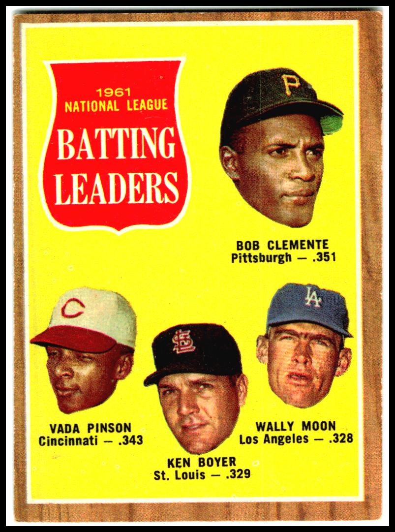 1962 Topps #52 1961 National League Batting Leaders Clemente