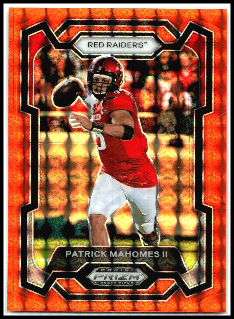 2024 Panini Prizm Draft Picks Orange Finite #61 Patrick Mahomes II Red Raiders