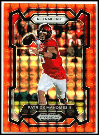 2024 Panini Prizm Draft Picks Orange Finite #61 Patrick Mahomes II Red Raiders