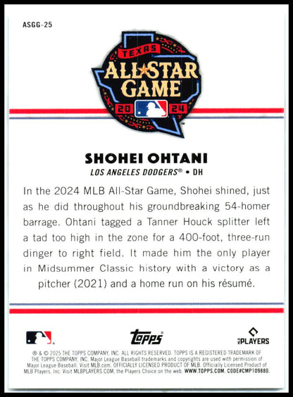 2025 Topps All-Star Game All-Star Game Greats #ASGG-25 Shohei Ohtani Dodgers