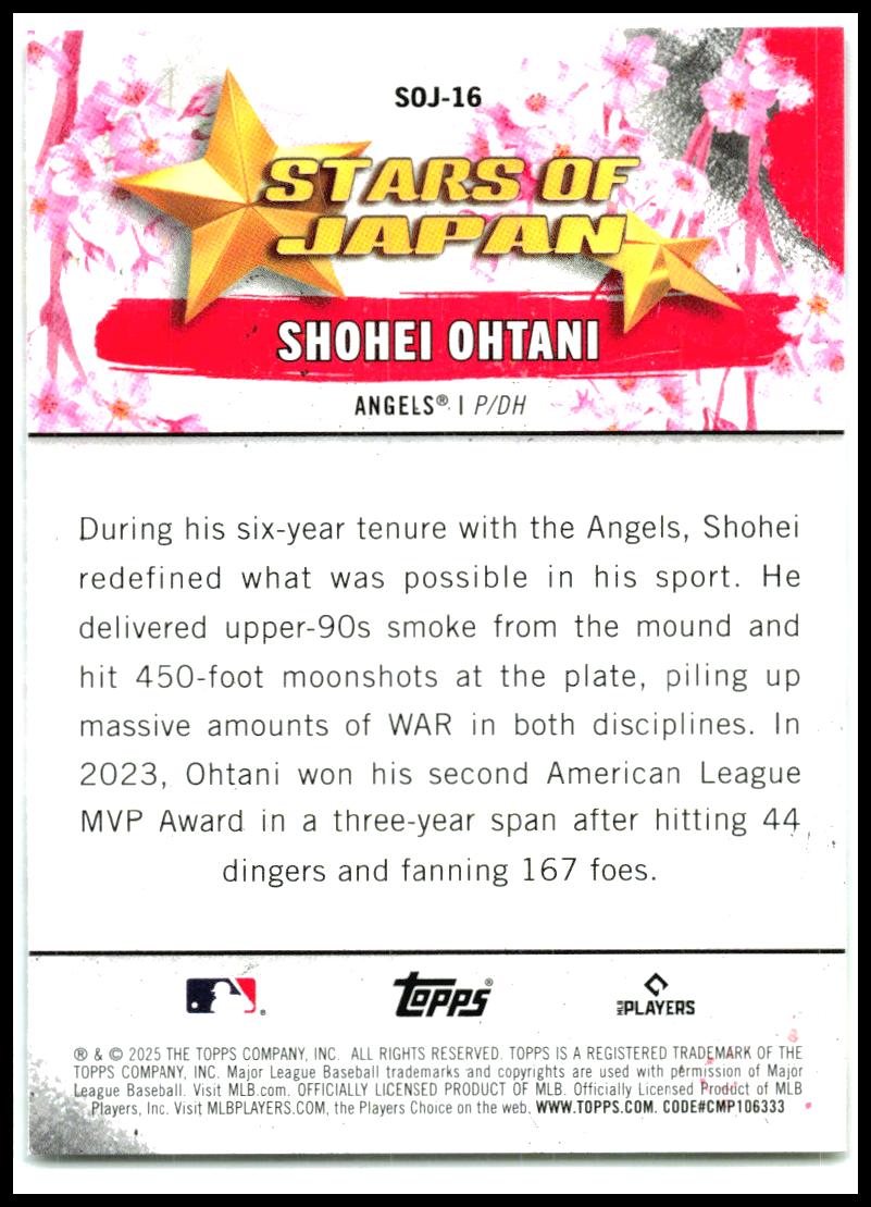2025 Topps Stars of Japan #SOJ-16 Shohei Ohtani Los Angeles Angels