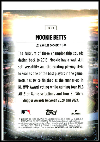 2025 Topps Home Field Advantage #HA-29 Mookie Betts Los Angeles Dodgers
