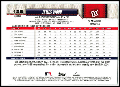 2026 Topps Chrome Refractors #128 James Wood Washington Nationals