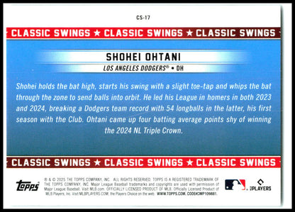 2025 Topps All-Star Game Classic Swings #CS-17 Shohei Ohtani Los Angeles Dodgers