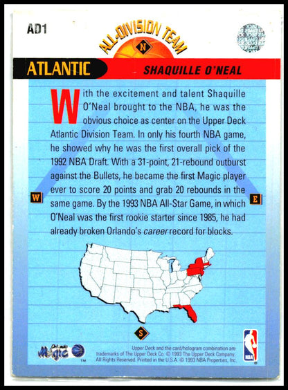 1992-93 Upper Deck #AD1 Shaquille O'Neal Orlando Magic