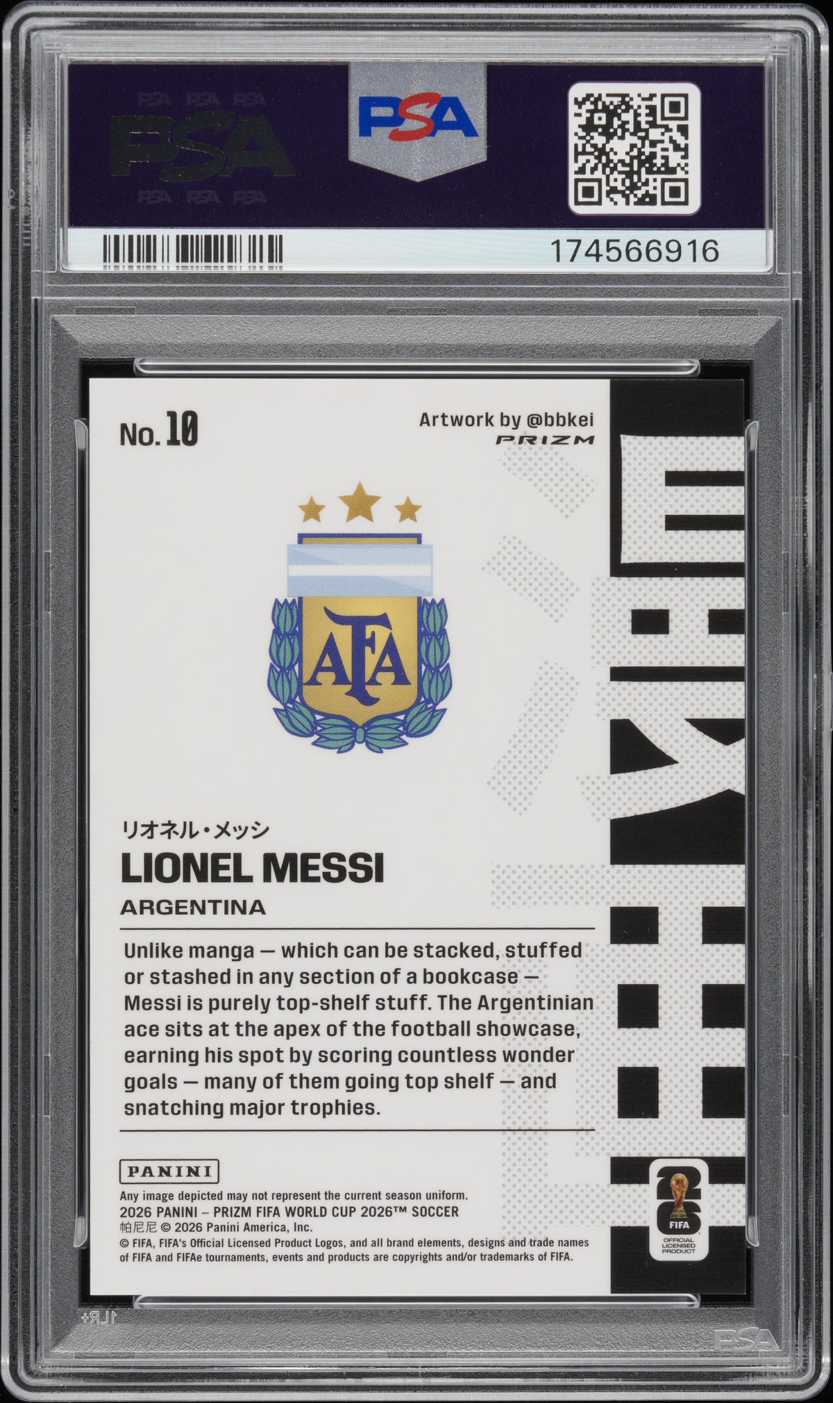 2026 Panini Prizm Fifa World Cup 2026 Manga #10 Lionel Messi PSA Gem Mint