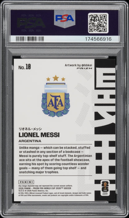 2026 Panini Prizm Fifa World Cup 2026 Manga #10 Lionel Messi PSA Gem Mint