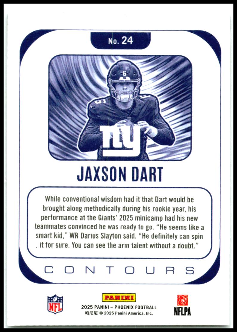 2025 Panini Phoenix Contours #24 Jaxson Dart New York Giants