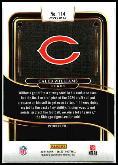 2024 Panini Select Black & Blue Prizm Shock #114 Caleb Williams RC Chicago Bears