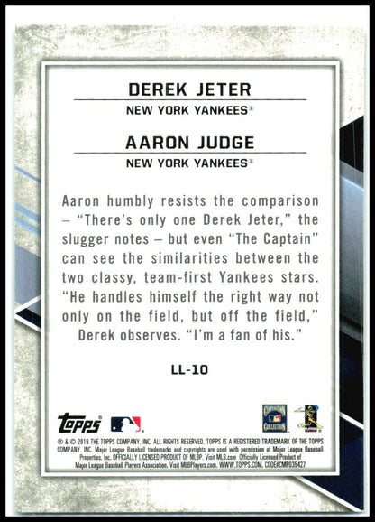 2019 Topps Fire Lasting Legacies #LL-10 Aaron Judge / Derek Jeter Yankees