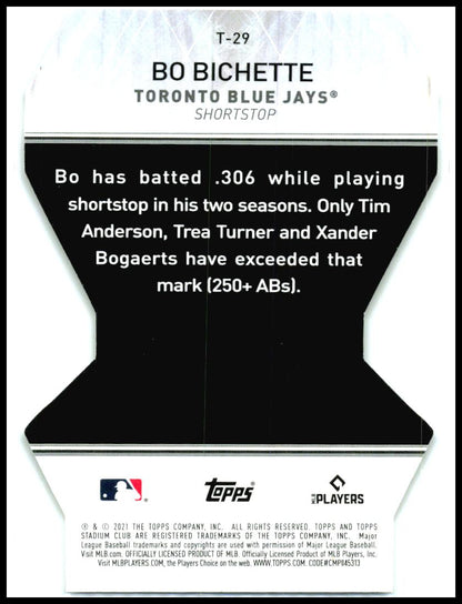 2021 Stadium Club Triumvirates #T-29 Bo Bichette Toronto Blue Jays