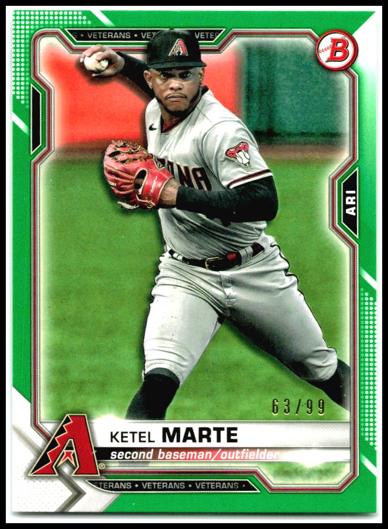 2021 Bowman Neon Green #63 Ketel Marte #/399 Arizona Diamondbacks