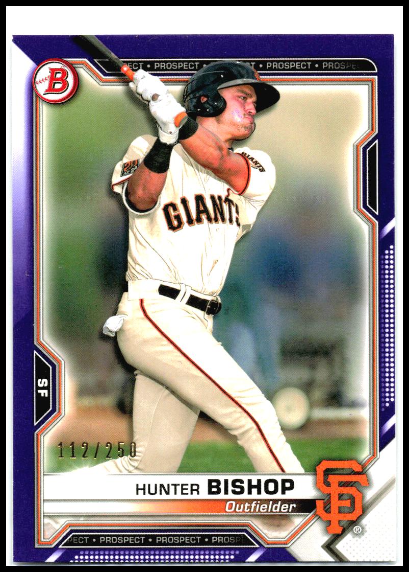 2021 Bowman Prospects Purple #BP-18 Hunter Bishop #/250 San Francisco Giants