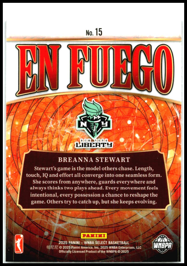 2025 Panini Select WNBA En Fuego #15 Breanna Stewart New York Liberty