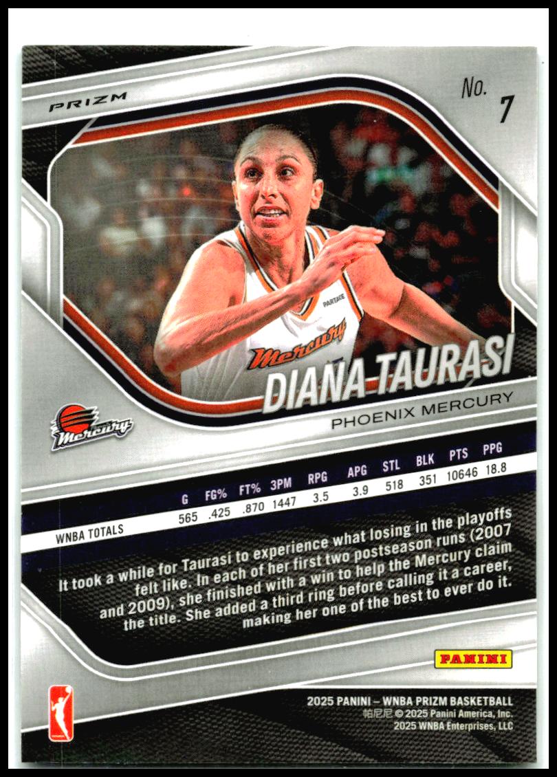 2025 Panini Prizm WNBA Green Prizms #7 Diana Taurasi Phoenix Mercury