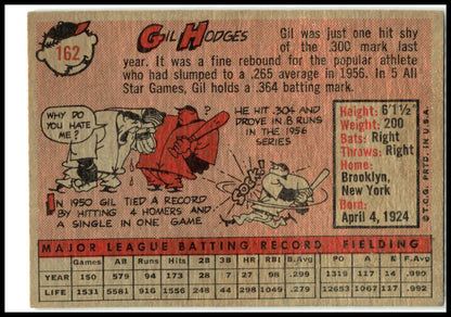 1958 Topps #162 Gil Hodges Los Angeles Dodgers