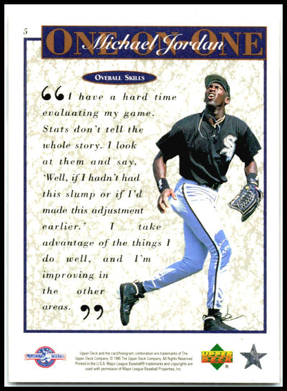 1995 Upper Deck Minor League Michael Jordan One On One #5 Michael Jordan Barons