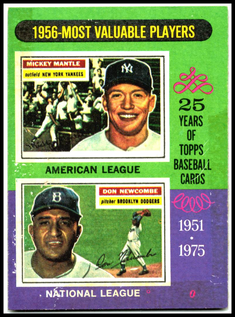 1975 Topps #194 1956 MVPs (Mickey Mantle / Don Newcombe)