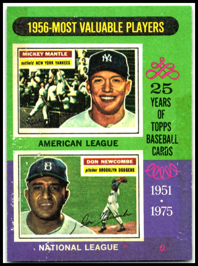 1975 Topps #194 1956 MVPs (Mickey Mantle / Don Newcombe)