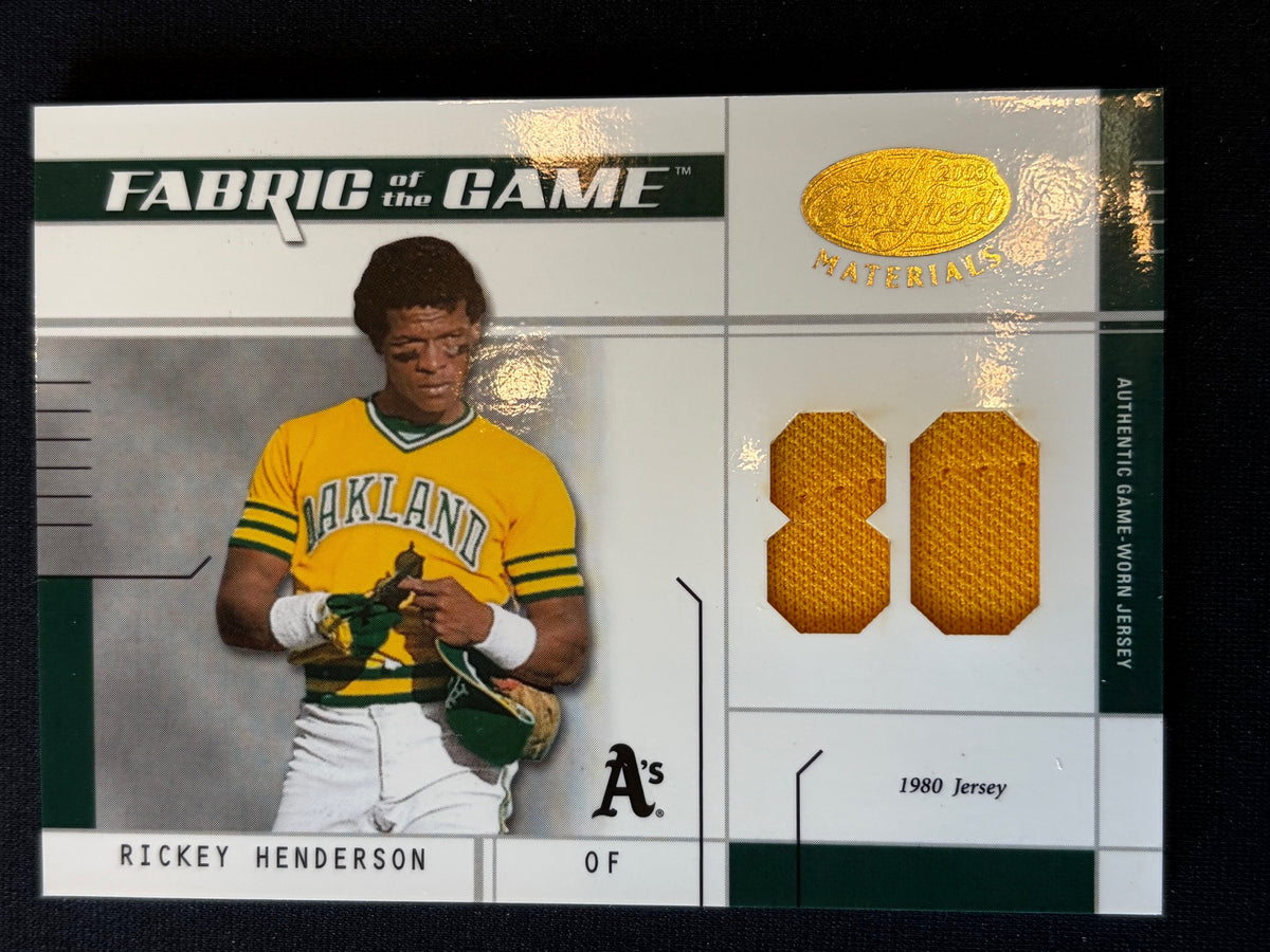 2003 Leaf Certified Materials Fabric of the Game /80 #FG-123 Rickey Henderson