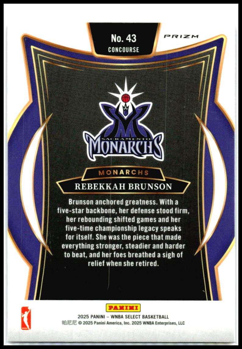 2025 Panini Select WNBA Pink Flash Prizms #43 Rebekkah Brunson Monarchs