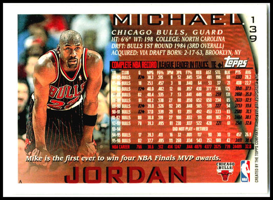 1996-97 Topps #139 Michael Jordan Chicago Bulls