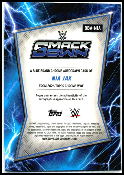 2026 Topps Chrome WWE Blue Brand Autographs Blue #/150 #BBA-NIA Nia Jax AU
