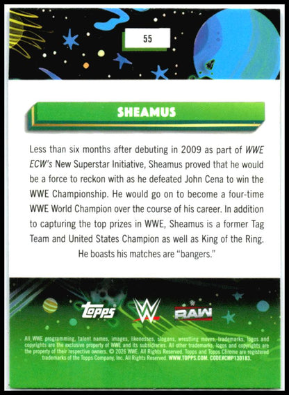 2026 Topps Chrome Cosmic WWE Blue Moon Refractor #55 Sheamus #/99