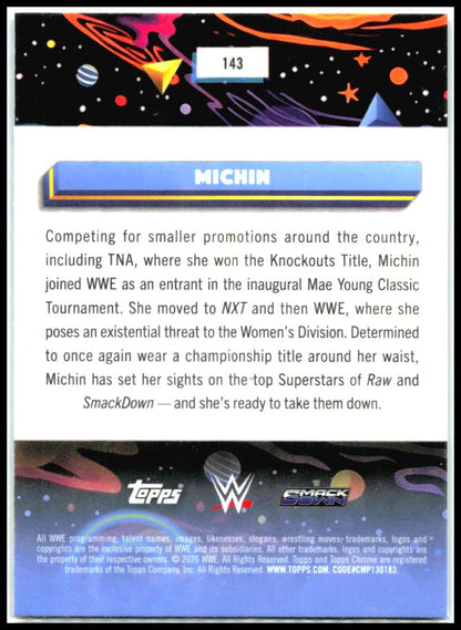 2026 Topps Chrome Cosmic WWE Blue Moon Refractor #143 Michin #/99