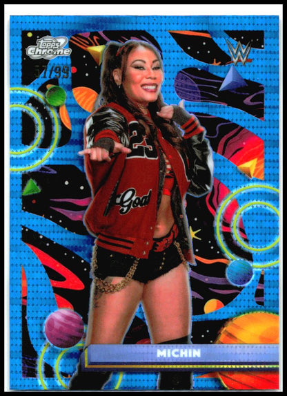 2026 Topps Chrome Cosmic WWE Blue Moon Refractor #143 Michin #/99