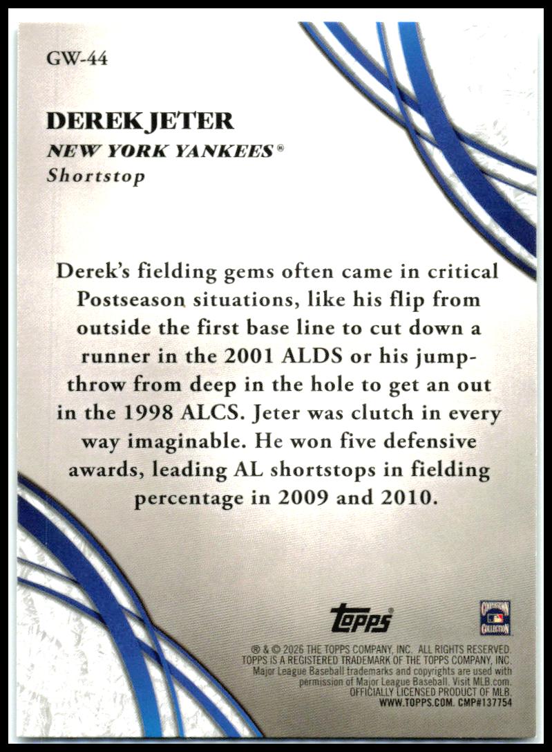 2026 Topps Glove Work #GW-44 Derek Jeter New York Yankees