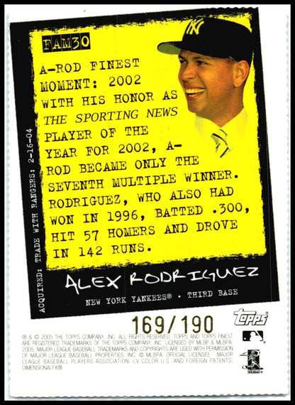 2005 Topps Finest #FAM30 Alex Rodriguez
