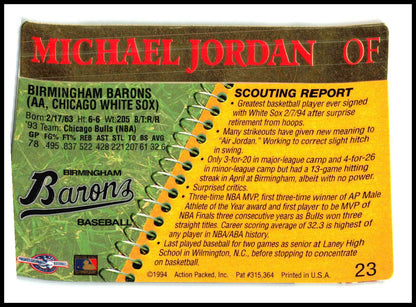 1994 Action Packed Minors #23 Michael Jordan Birmingham Barons