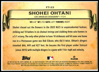 2026 Finest Finest Timelines #FT-23 Shohei Ohtani Los Angeles Dodgers