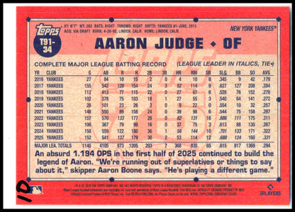 2026 Topps 1991 Topps 35th Anniversary Crackle Foil #T91-34 Aaron Judge Yankees