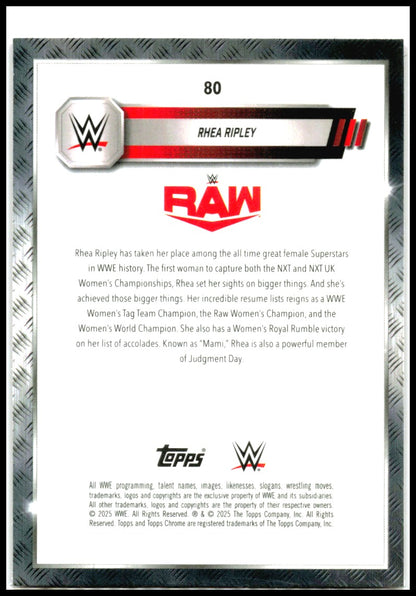 2025 Topps Chrome WWE Pink Shimmer Refractor #80 Rhea Ripley